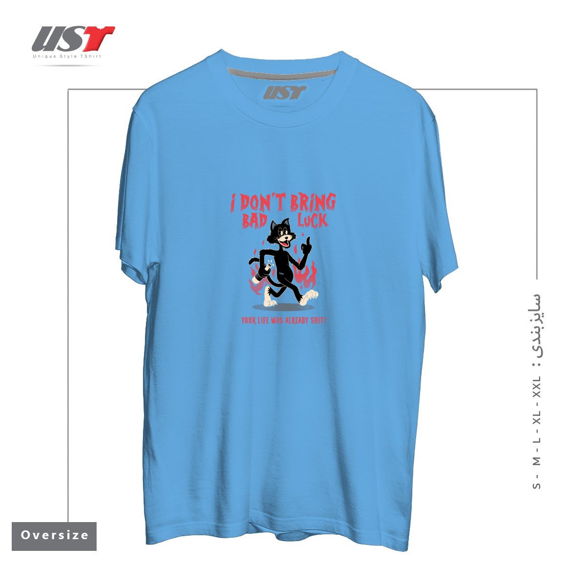 تیشرت اورسایز طرح BLACK CAT