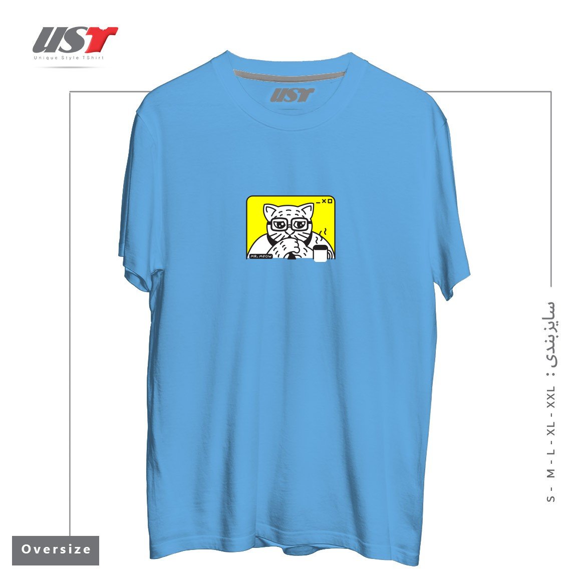 طرح THE CEOW تیشرت اورسایزرنگ آبی روشن
