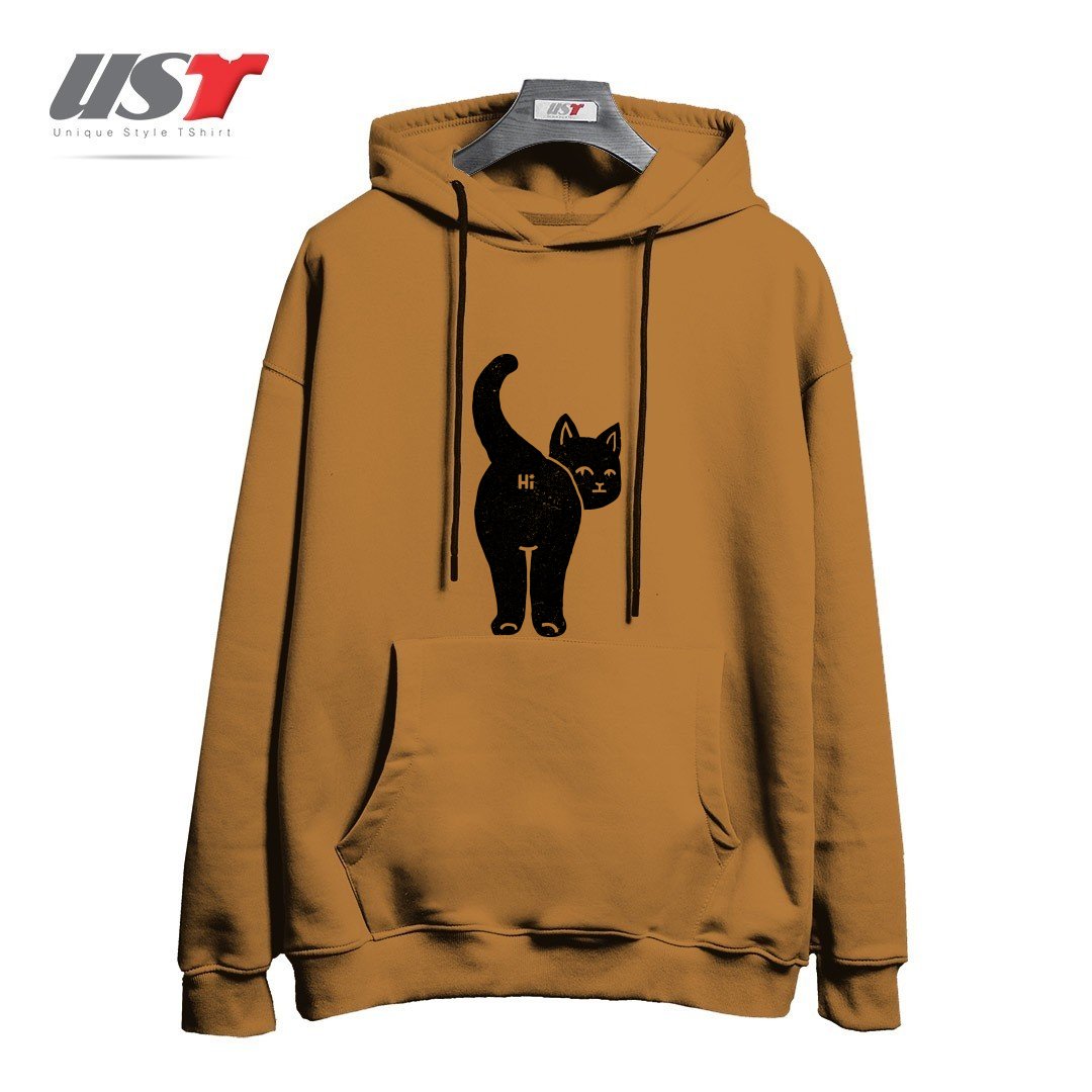 هودی اورسایز طرح HELLO CAT BUTT MINIMALIST BLACK BY TOBE FONSECA121212