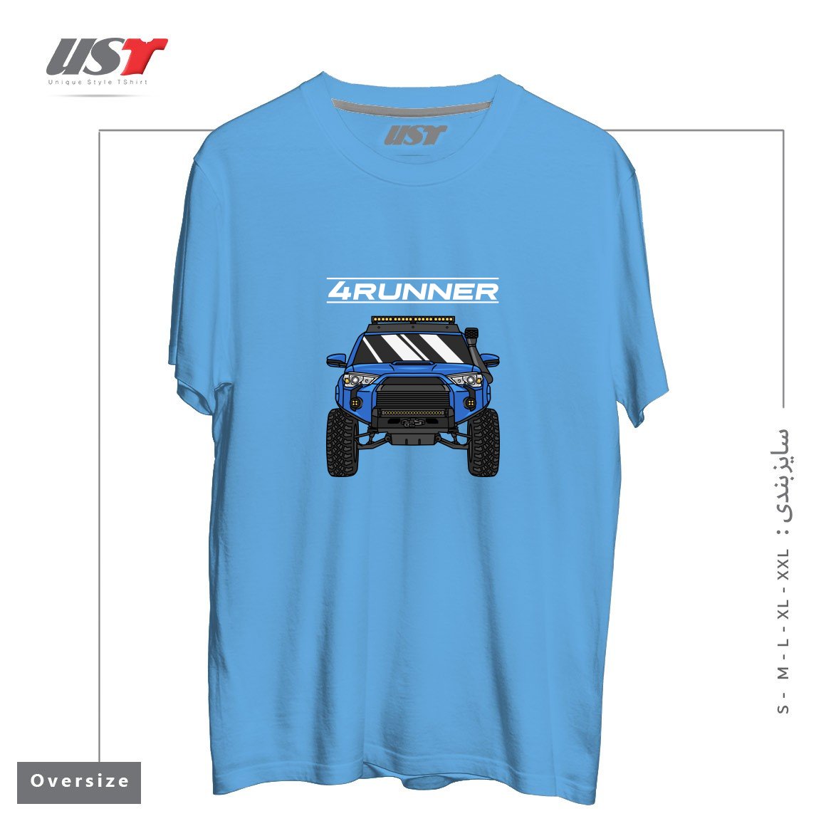 طرح 4 RUNNER OFF-ROAD PICKUP TRUCK تیشرت اورسایزرنگ آبی روشن