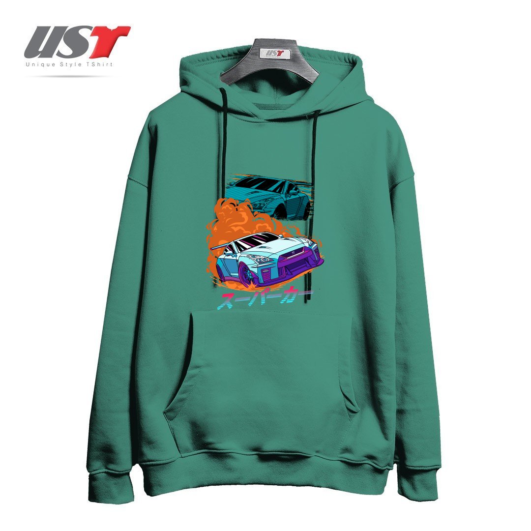 طرح JDM GT-R NIPPON STREET RACING CAR هودی اورسایزرنگ سبز سدری