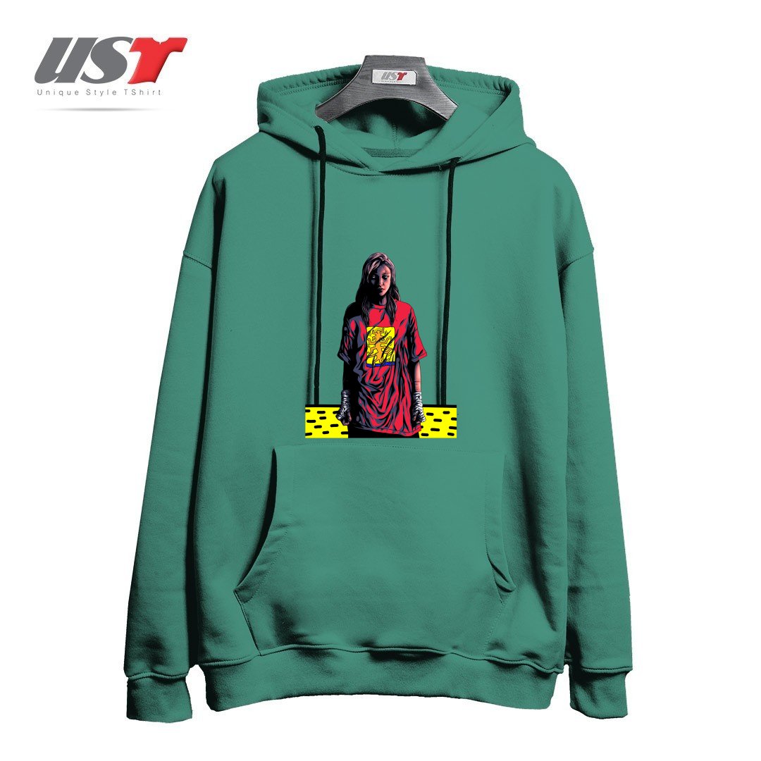 طرح KEITH TREE هودی اورسایزرنگ سبز سدری