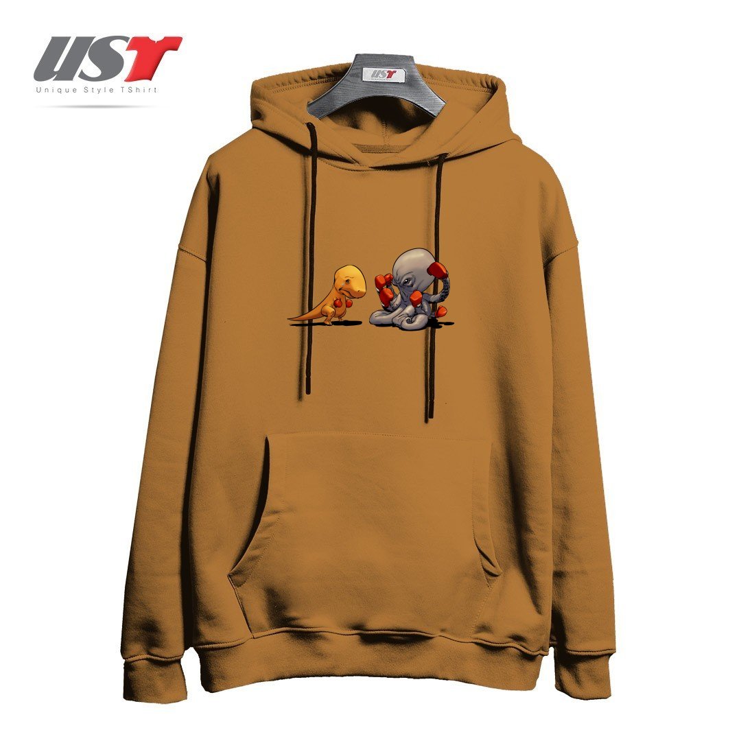 هودی اورسایز طرح T-REX VS OCTOPUS