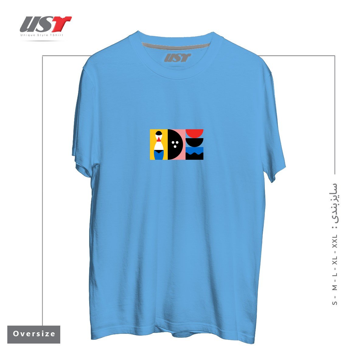 طرح BIRDLAND تیشرت اورسایزرنگ آبی روشن