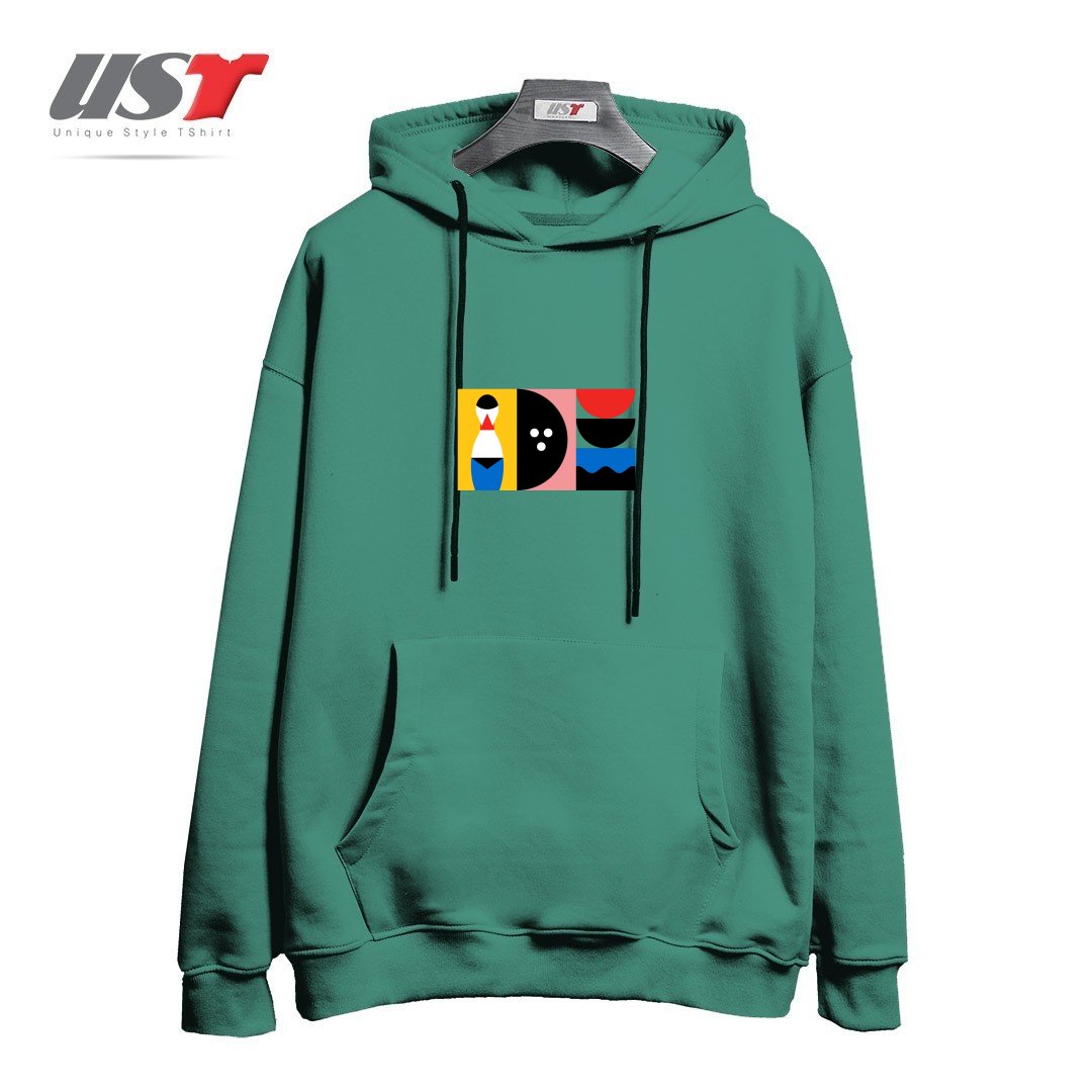 طرح BIRDLAND هودی اورسایزرنگ سبز سدری