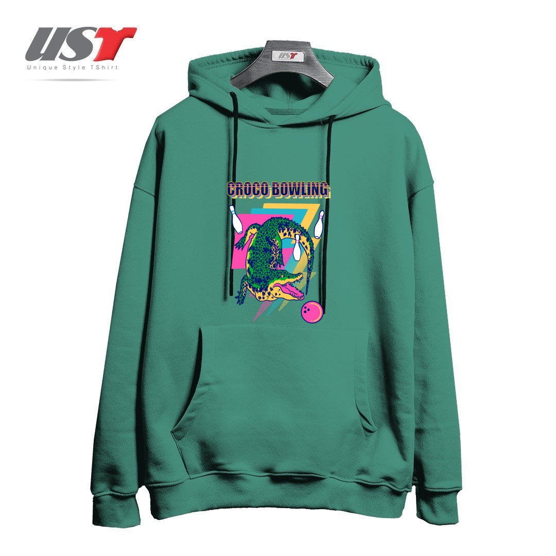 طرح CROCO BOWLING هودی اورسایزرنگ سبز سدری