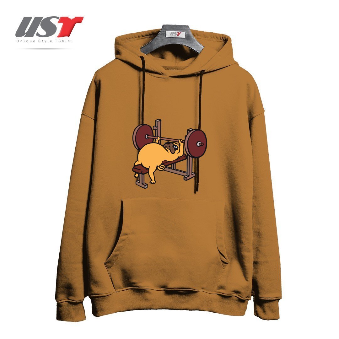 هودی اورسایز طرح PUG BENCH PRESS