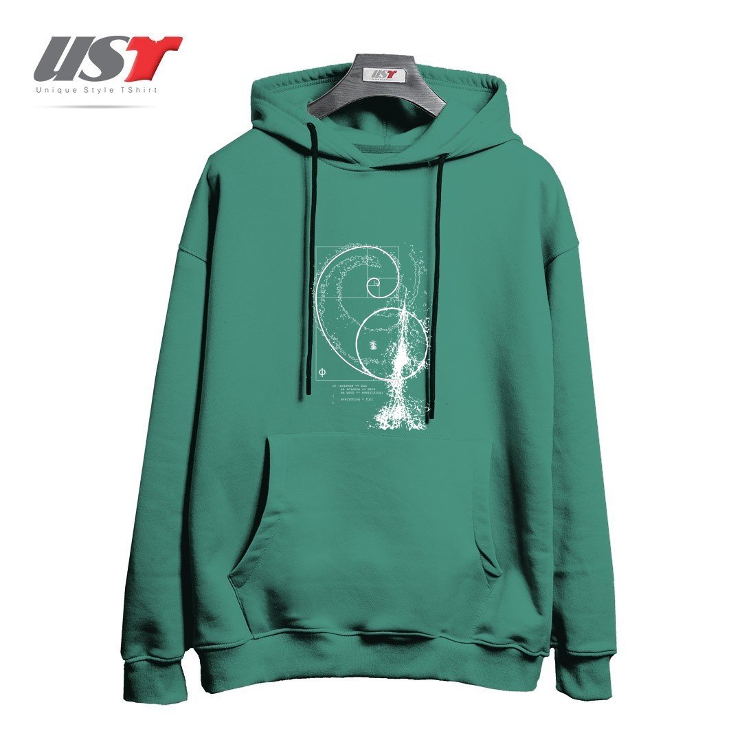 طرح SCIENCE, TECHNOLOGY, ENGINEERING, ARTS, MATHEMATICS (STEAM) هودی اورسایزرنگ سبز سدری