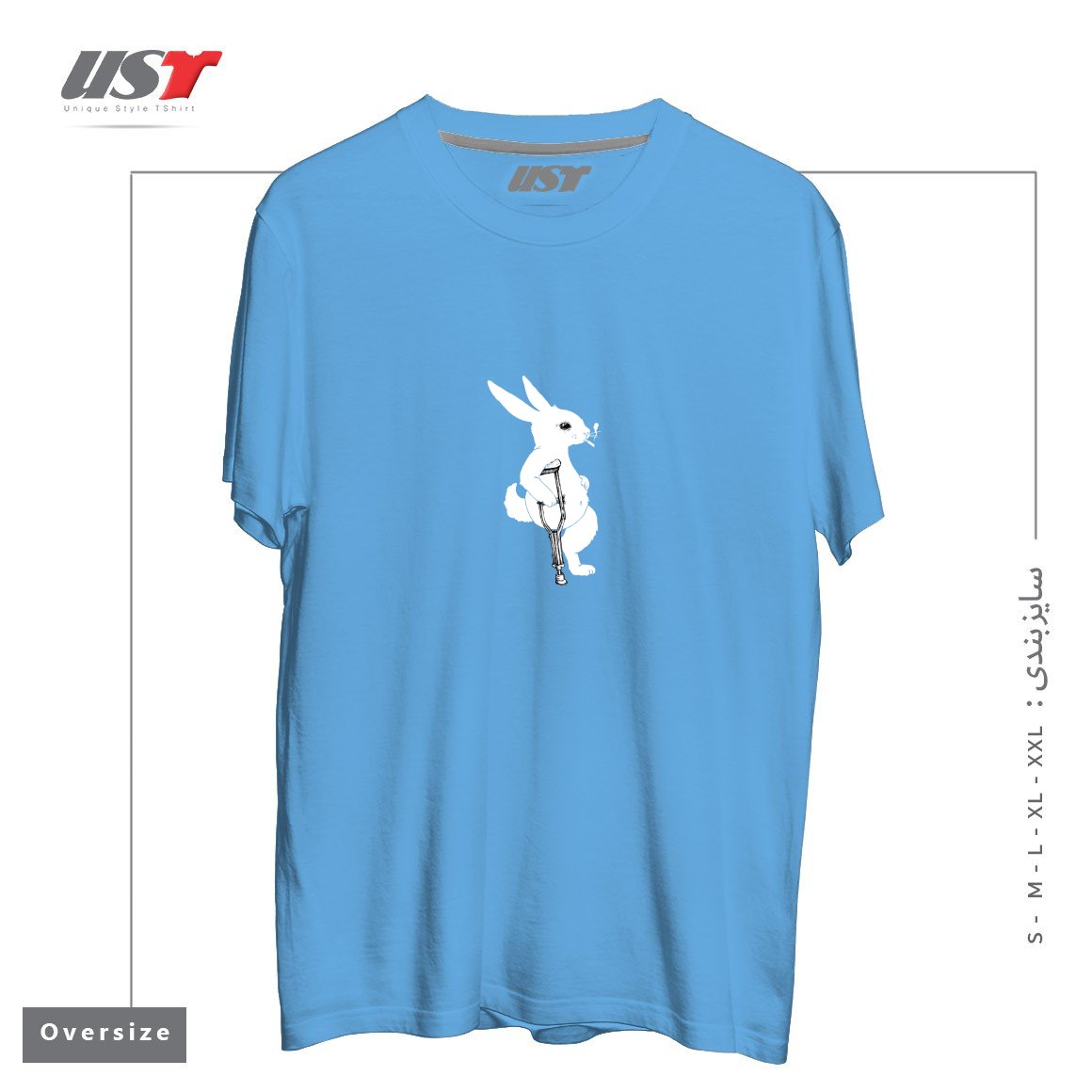 طرح LUCKY تیشرت اورسایزرنگ آبی روشن