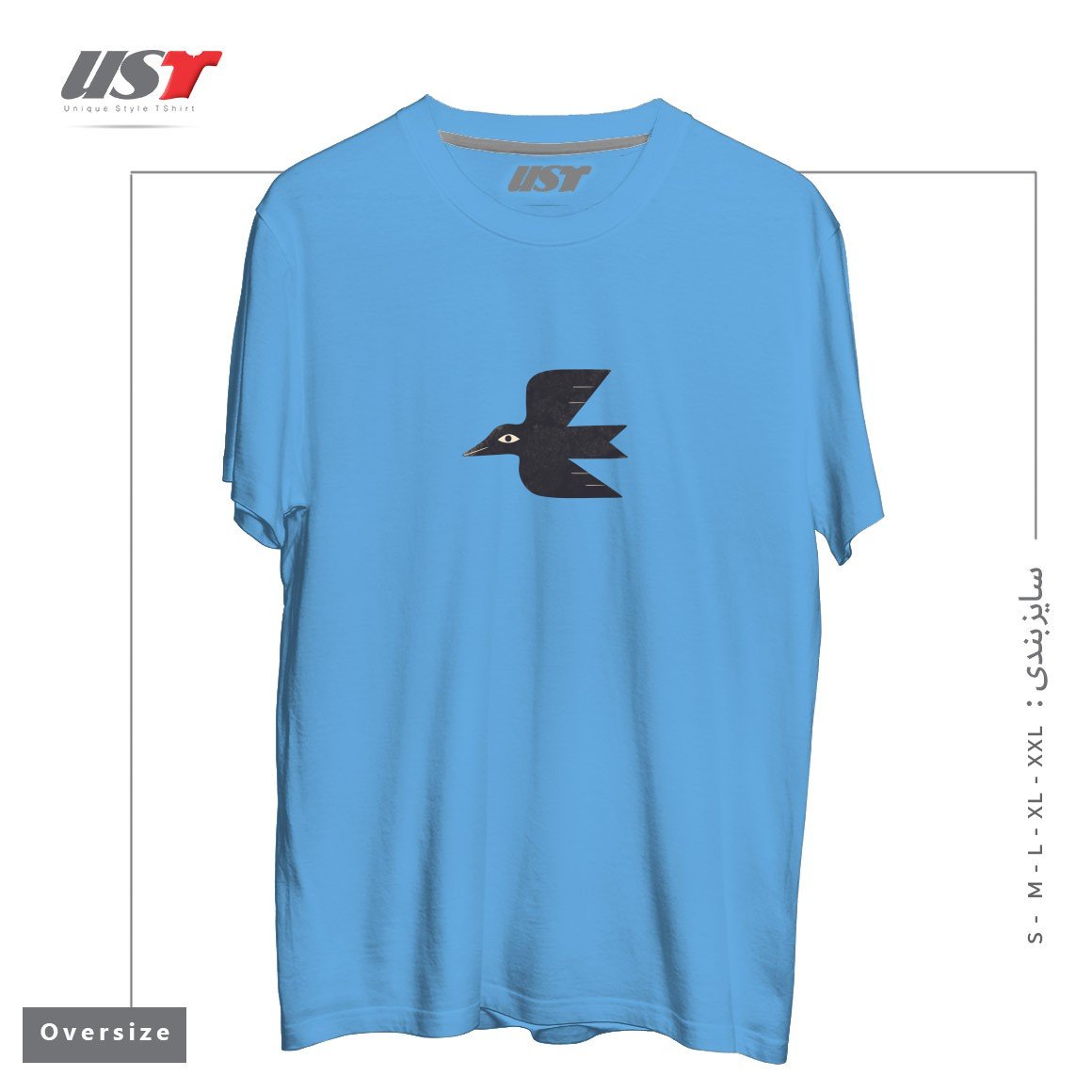 طرح MINIMAL BLACKBIRD NO. 1 تیشرت اورسایزرنگ آبی روشن