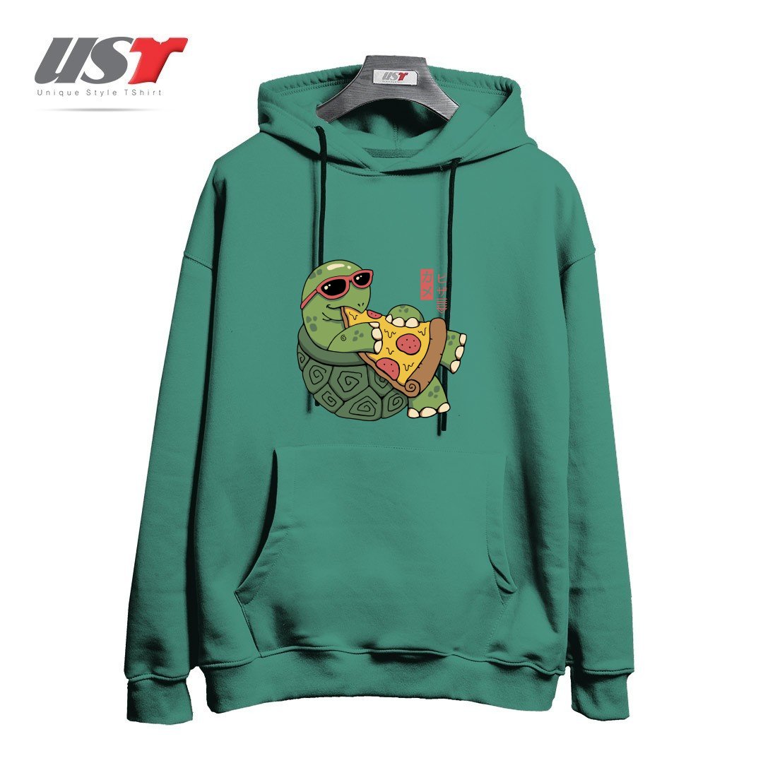 طرح PIZZA TURTLE121210 هودی اورسایزرنگ سبز سدری