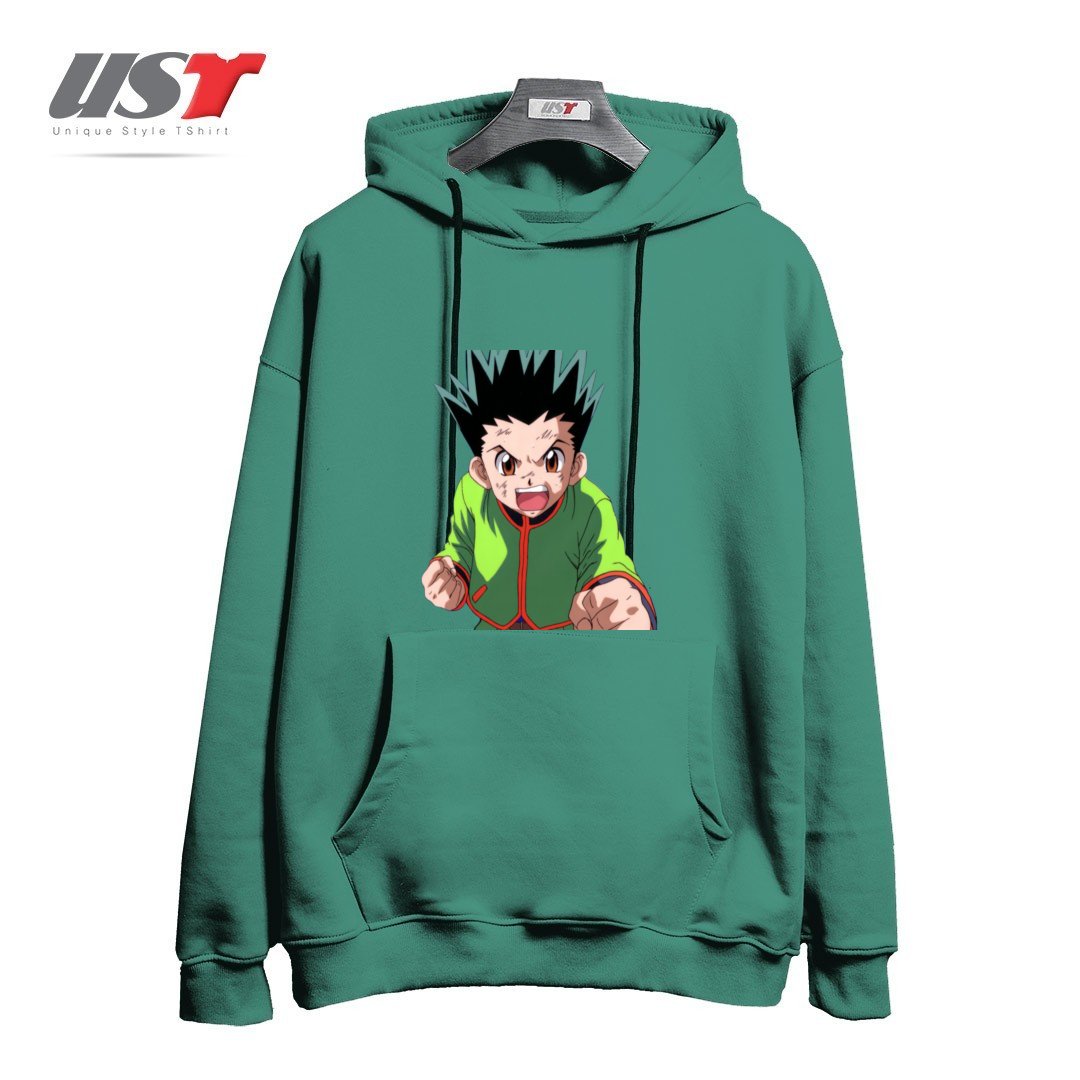 طرح anime هودی اورسایزرنگ سبز سدری