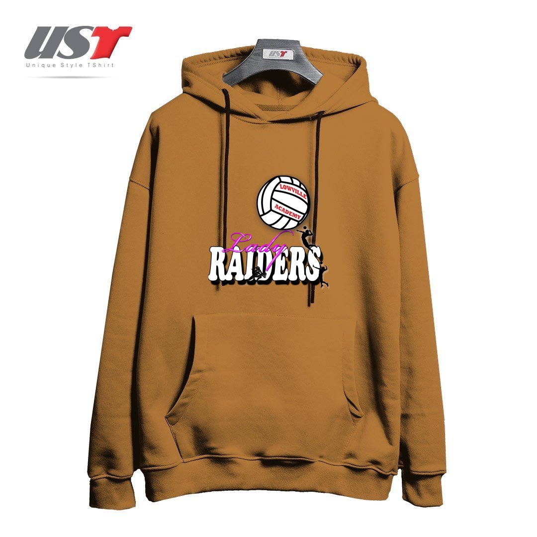 طرح LOWVILLE ACADEMY LADY RAIDERS VOLLEYBALL هودی اورسایزرنگ نسکافه ای