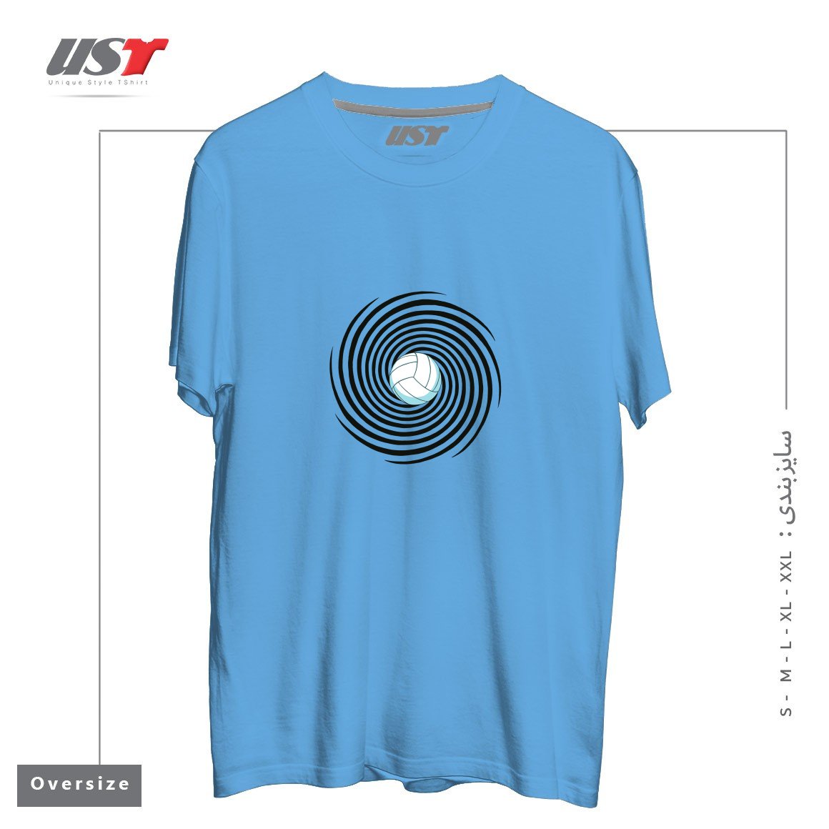 طرح SPIRAL VOLLEYBALL 1 تیشرت اورسایزرنگ آبی روشن