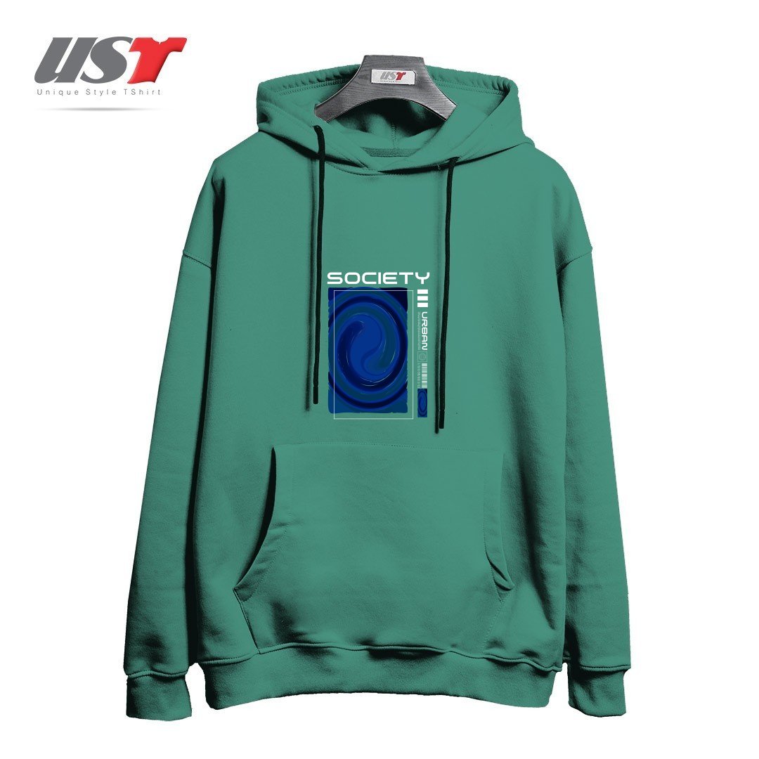 طرح typography 17 هودی اورسایزرنگ سبز سدری