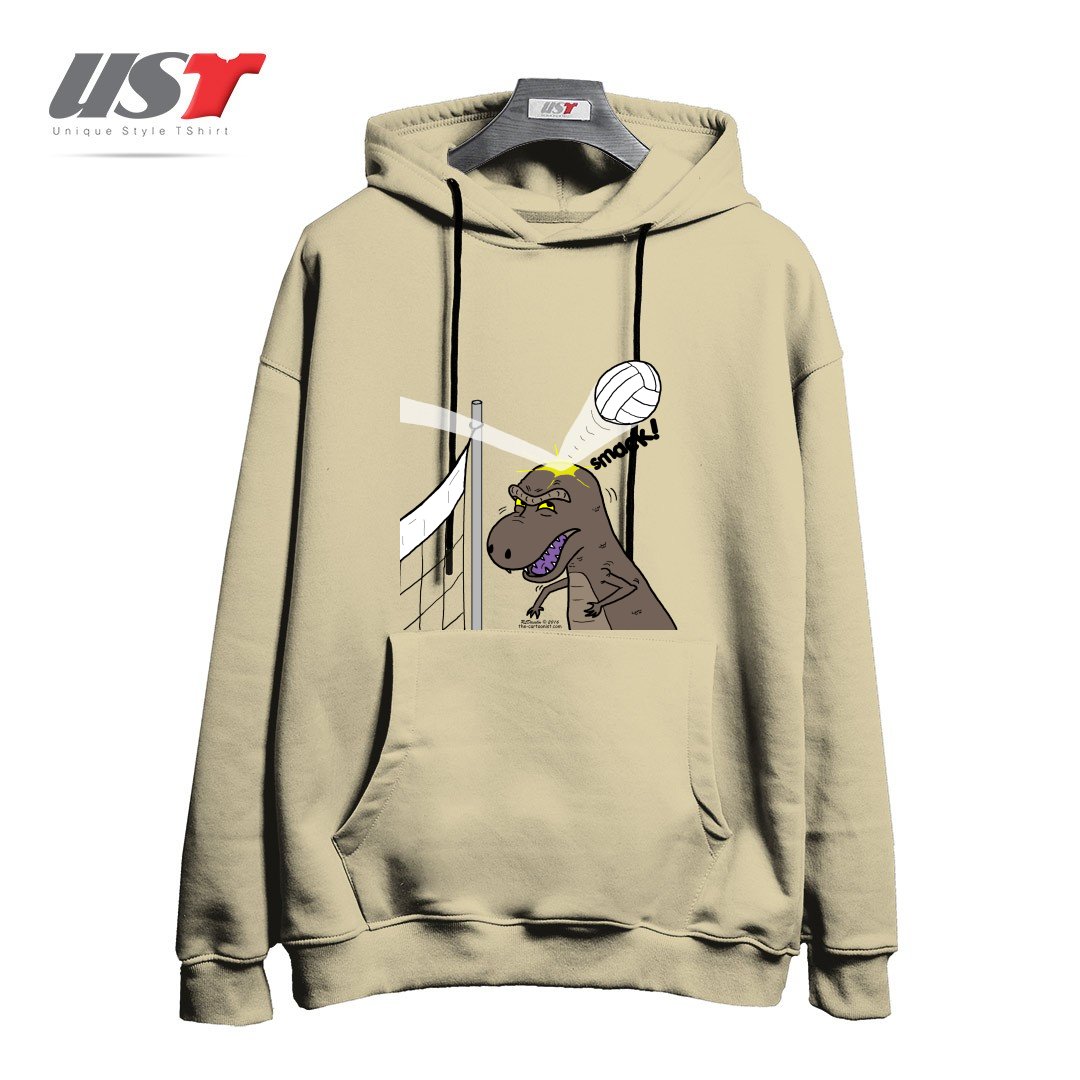 طرح WHY T-REXES DO NOT LIKE VOLLEYBALL هودی اورسایزرنگ نخودی