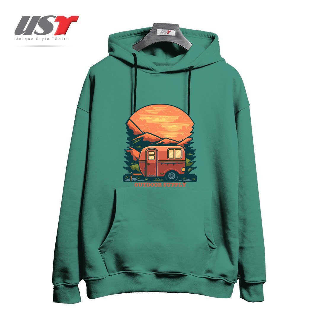 طرح CARAVAN هودی اورسایزرنگ سبز سدری