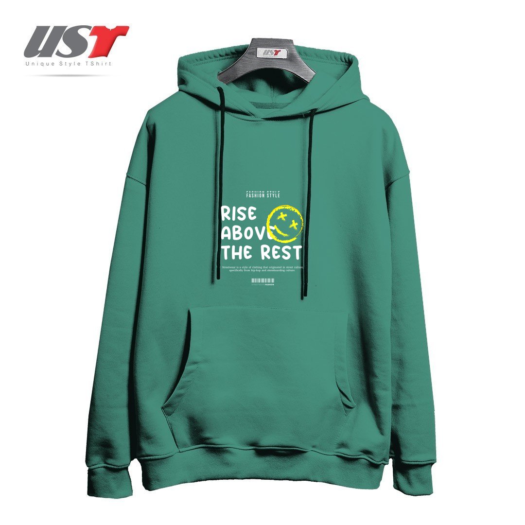 طرح typography 53 هودی اورسایزرنگ سبز سدری