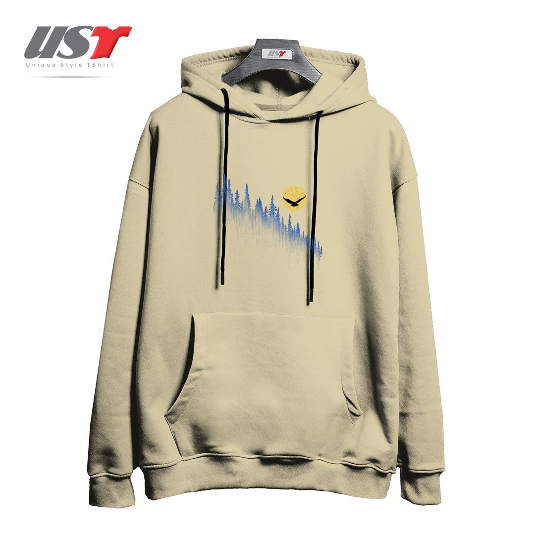 طرح OWL MOON هودی اورسایزرنگ نخودی