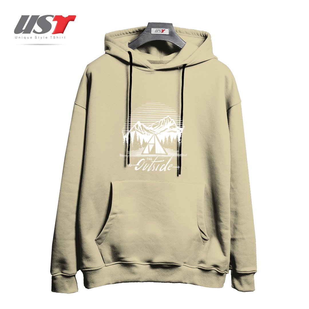 طرح THE OUTSIDE هودی اورسایزرنگ نخودی