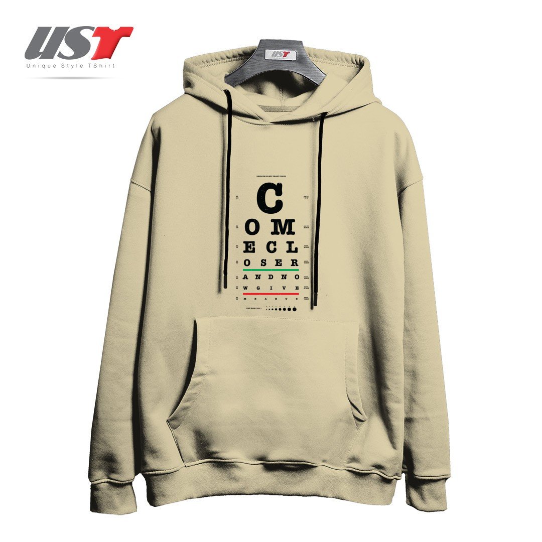 طرح COME CLOSER هودی اورسایزرنگ نخودی