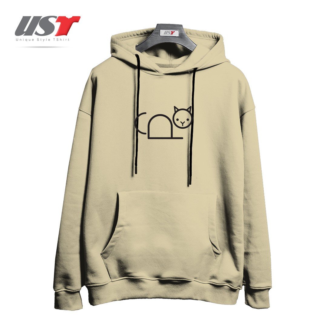 طرح COPY CAT هودی اورسایزرنگ نخودی