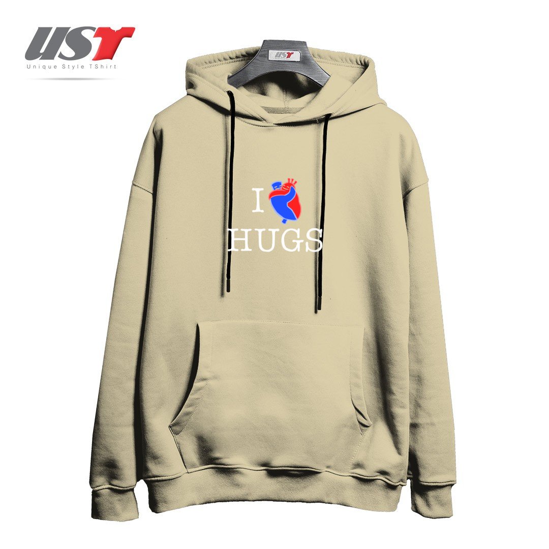 هودی اورسایز طرح I LOVE HUGS