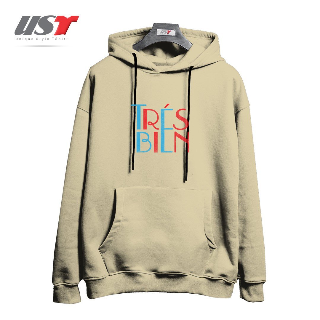 طرح TRES BIEN هودی اورسایزرنگ نخودی