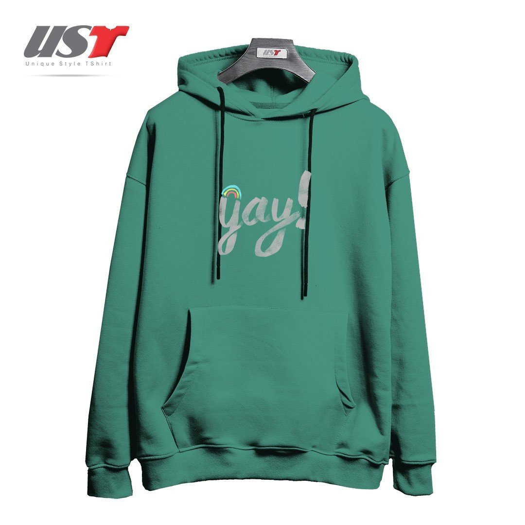 طرح YAY GAY هودی اورسایزرنگ سبز سدری
