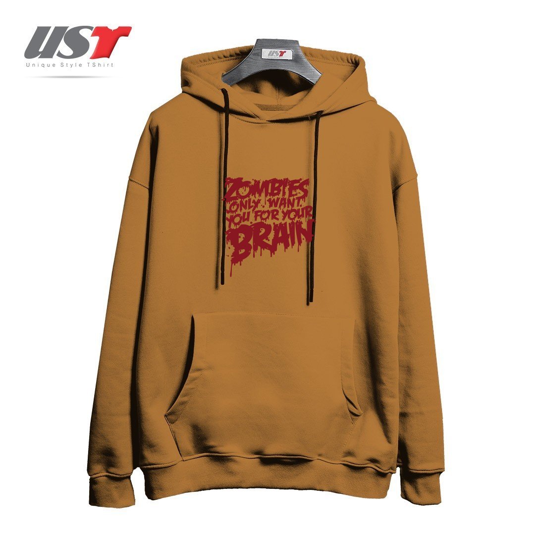 هودی اورسایز طرح ZOMBIES ONLY WANT YOU FOR YOUR BRAIN