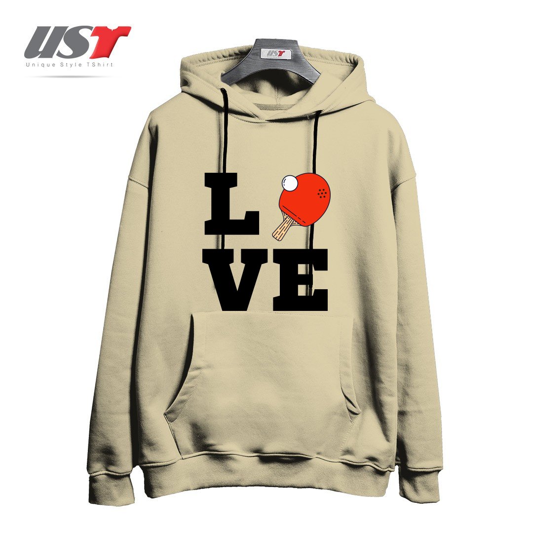 طرح I LOVE PING PONG RED - PINGPONG TABLE TENNIS PLAYER ATHLETE SPORTS LOVER هودی اورسایزرنگ نخودی