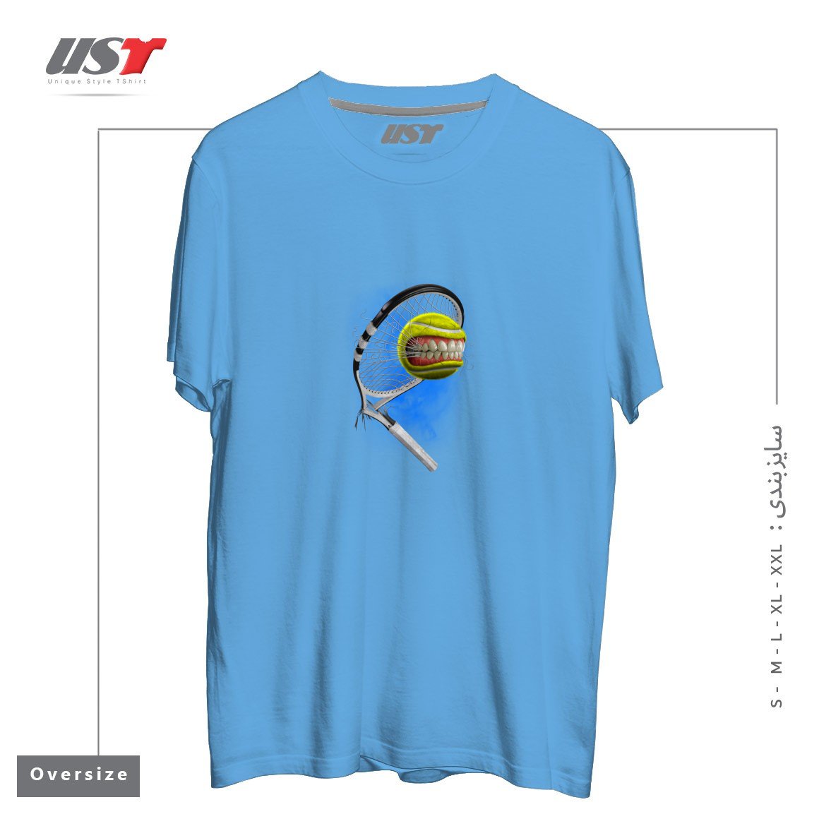 طرح MONSTER TENNIS تیشرت اورسایزرنگ آبی روشن