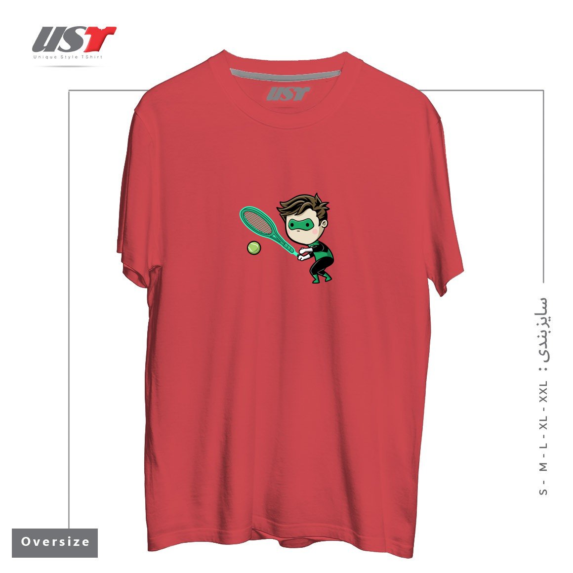 طرح SPORTY BUDDY TENNIS تیشرت اورسایزرنگ ماتیکی