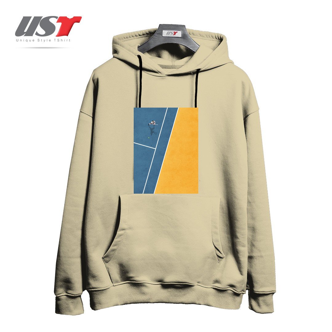 طرح TENNIS PLAYER هودی اورسایزرنگ نخودی