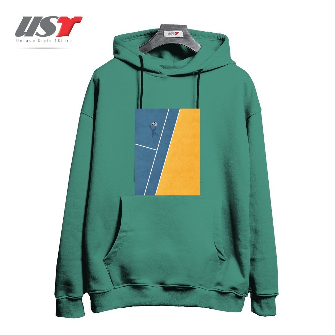 طرح TENNIS PLAYER هودی اورسایزرنگ سبز سدری