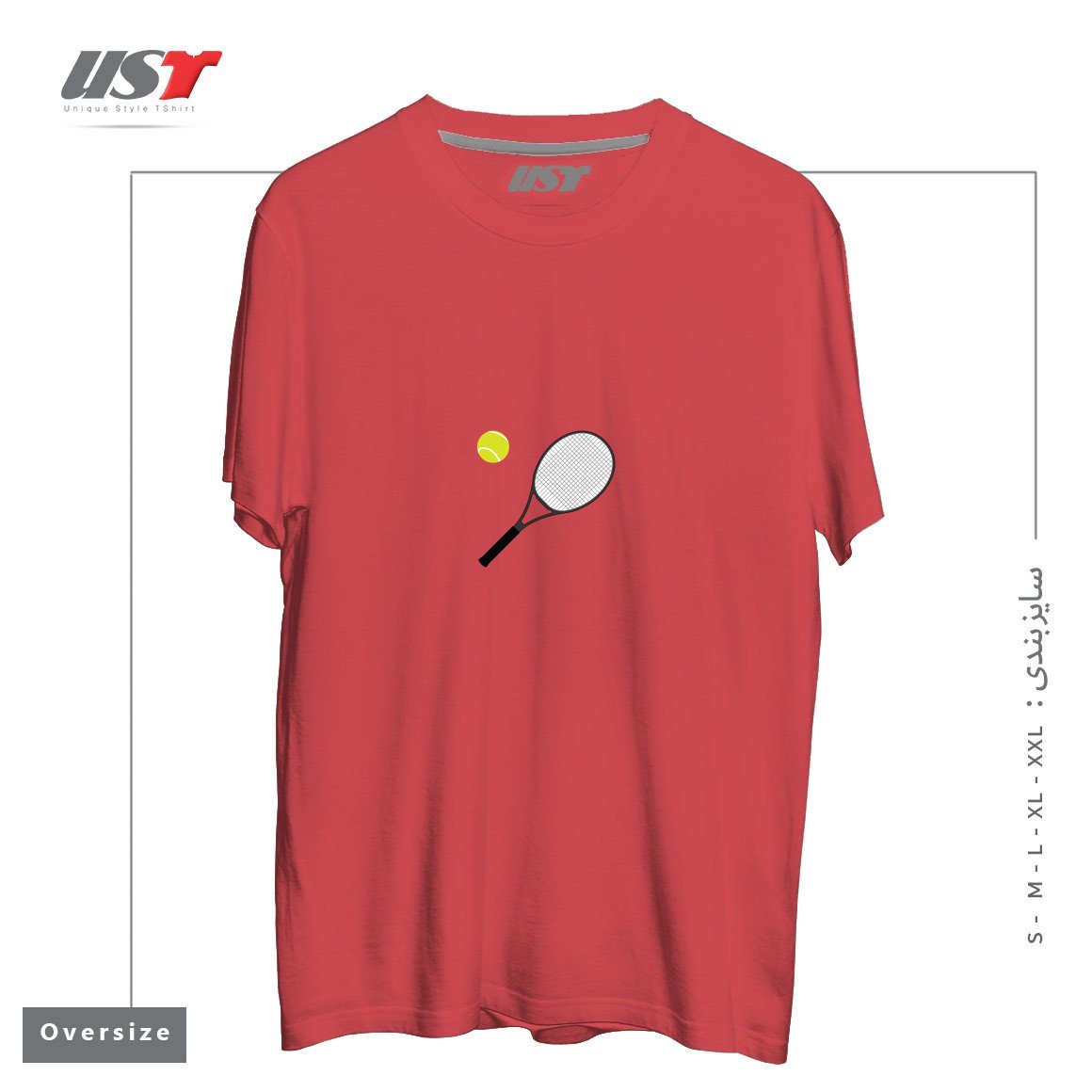 طرح TENNIS RACKET AND BALL 1 تیشرت اورسایزرنگ ماتیکی