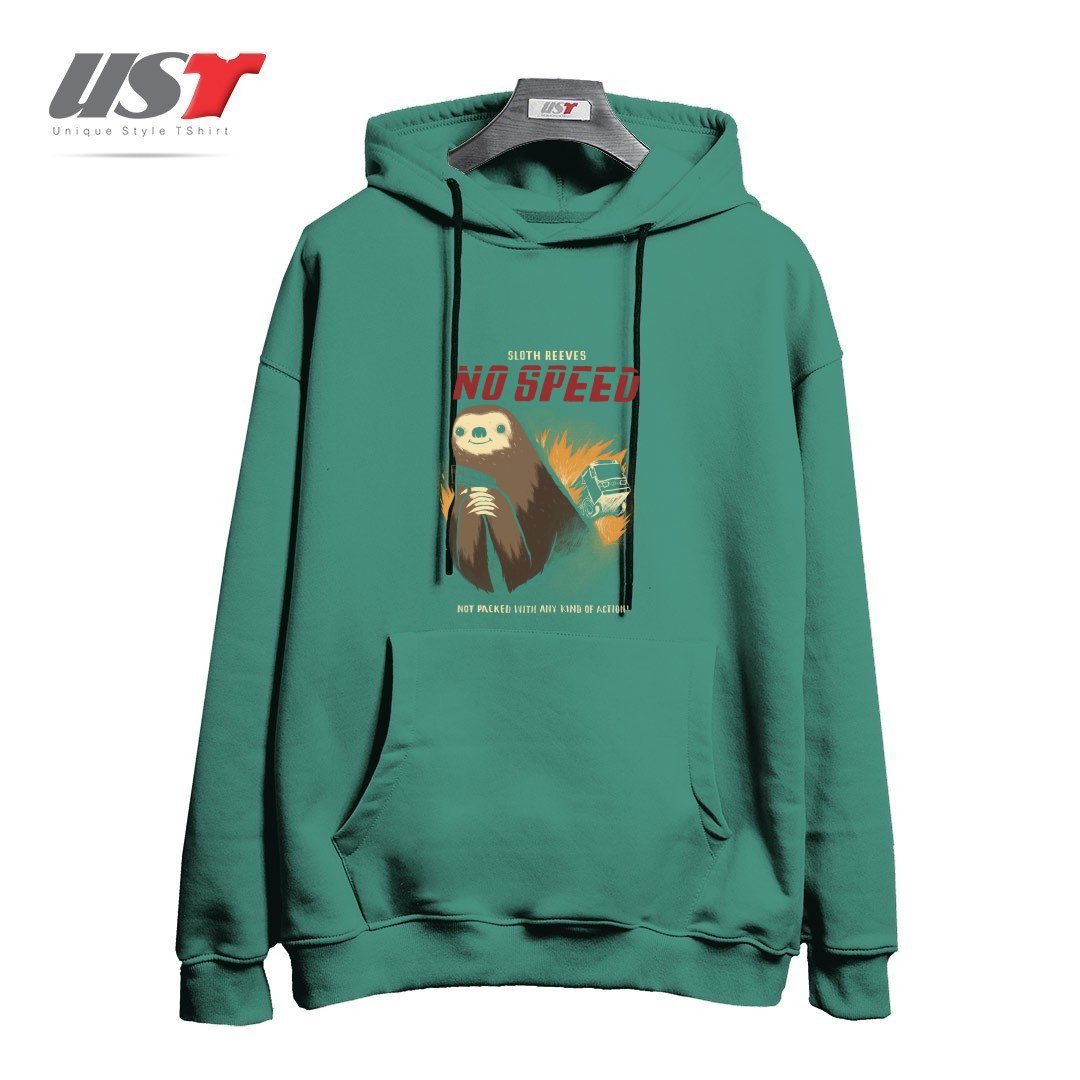 طرح NO SPEED هودی اورسایزرنگ سبز سدری