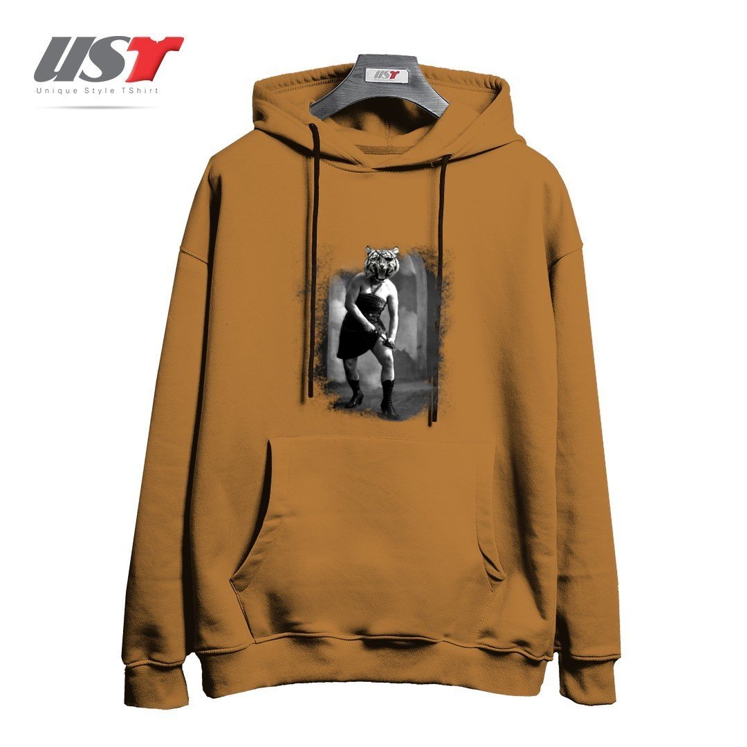 طرح EYE OF THE TIGER II هودی اورسایزرنگ نسکافه ای