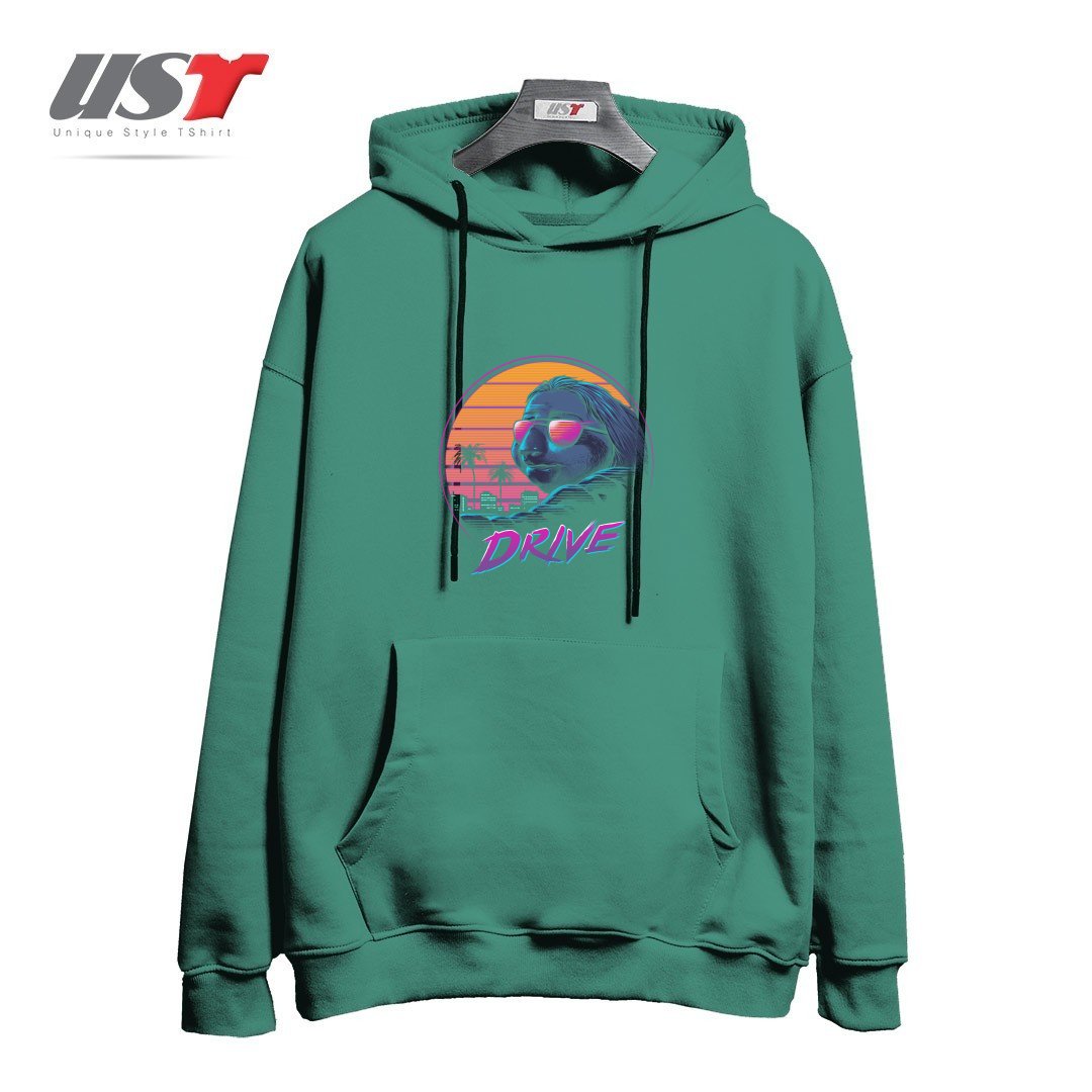 طرح SLOW DRIVE هودی اورسایزرنگ سبز سدری