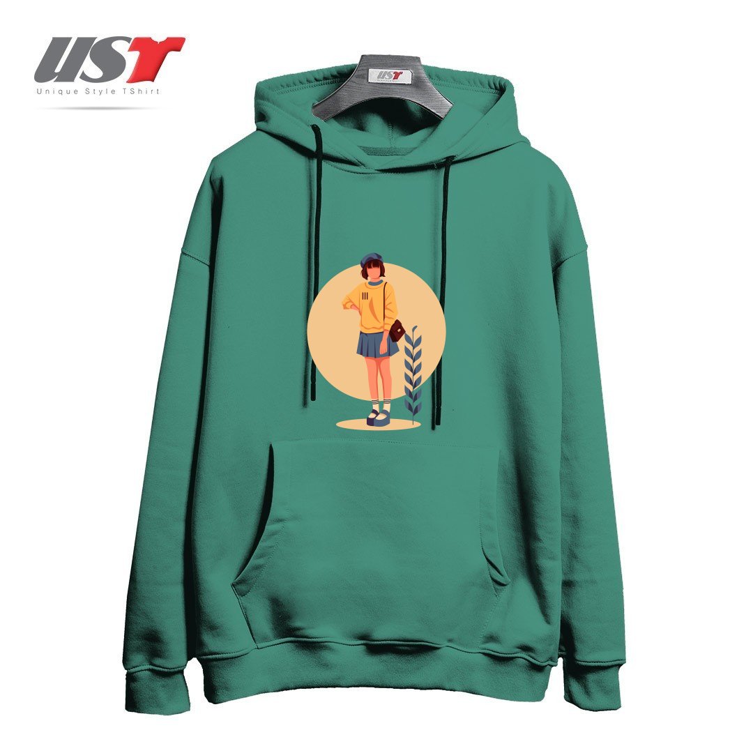 طرح Life Style6 هودی اورسایزرنگ سبز سدری