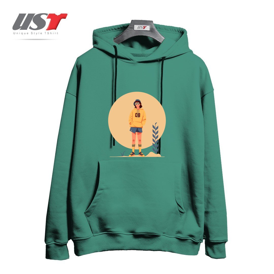 طرح Life Style9 هودی اورسایزرنگ سبز سدری