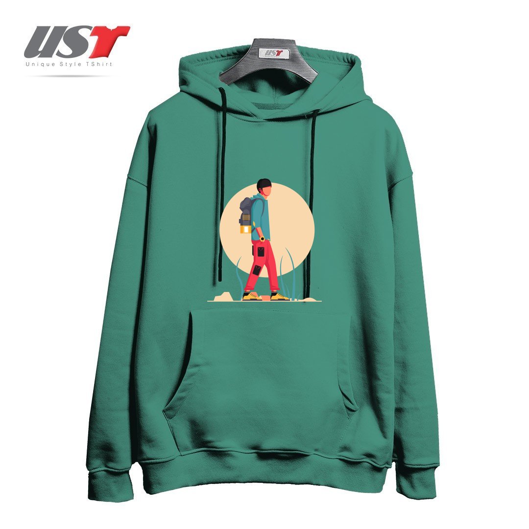 طرح Life Style35 هودی اورسایزرنگ سبز سدری