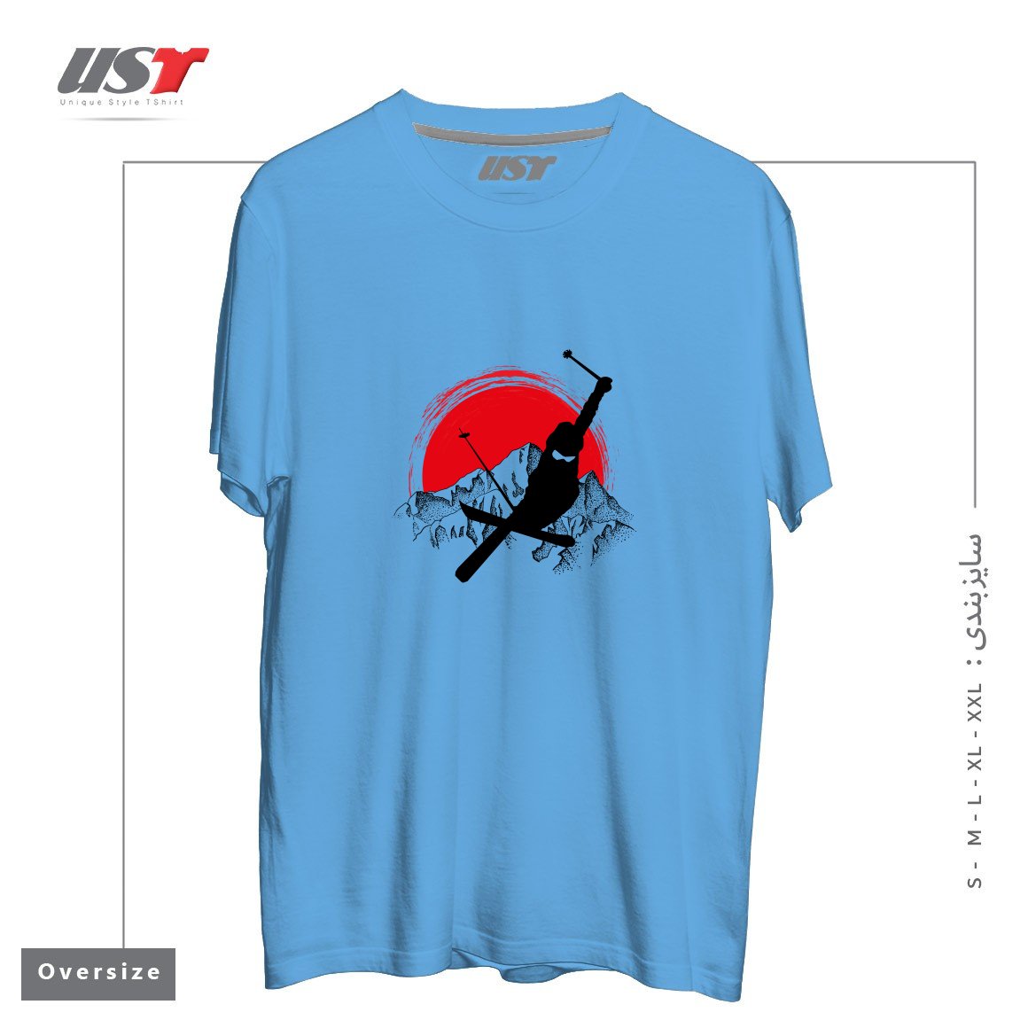 طرح MY SKI AND SNOW ART7 تیشرت اورسایزرنگ آبی روشن