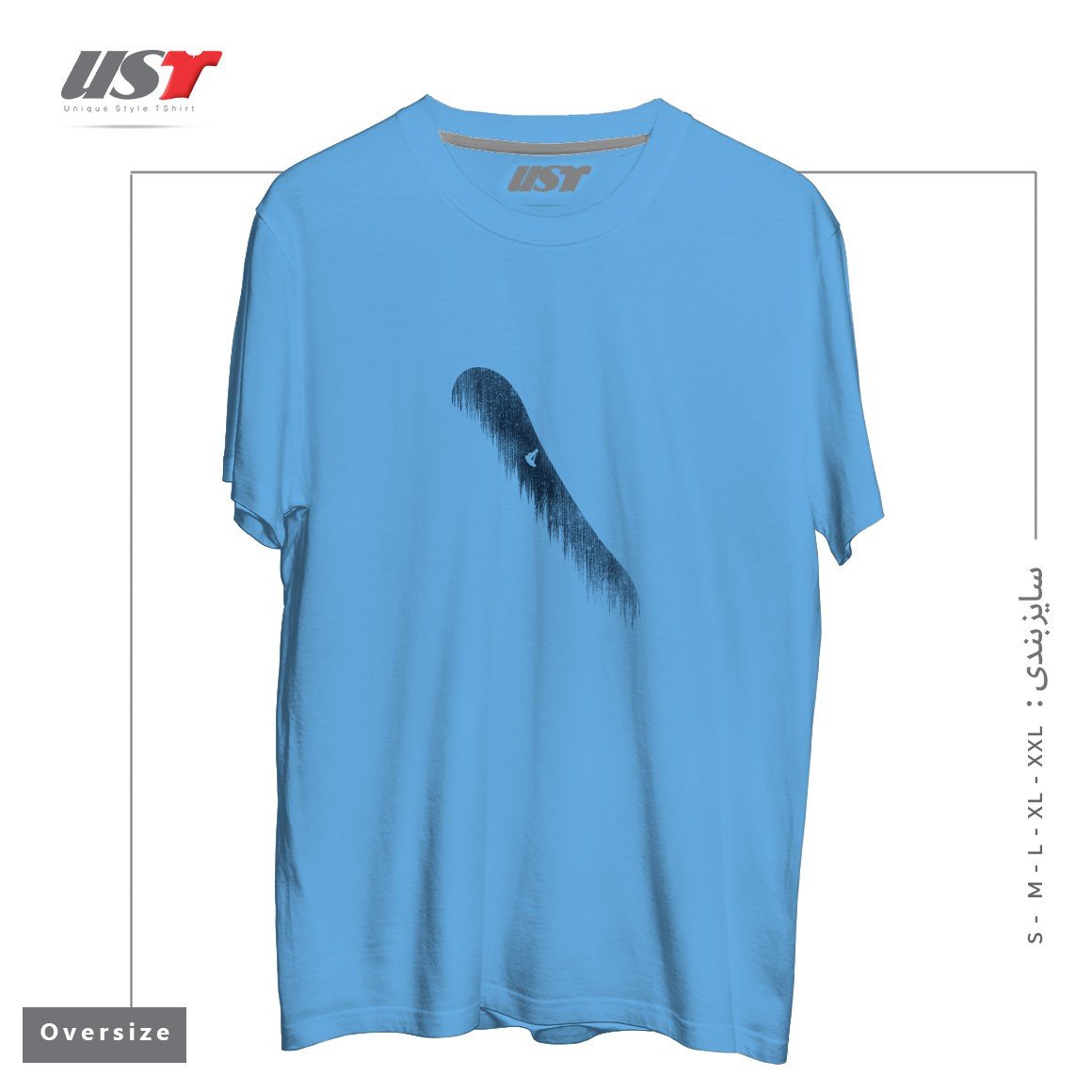 طرح SNOWBOARD ART47 تیشرت اورسایزرنگ آبی روشن