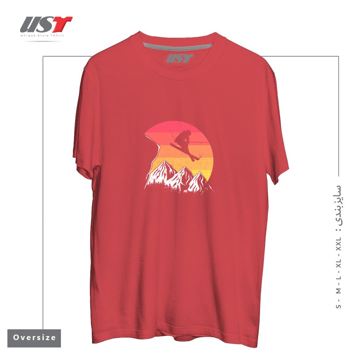 طرح VINTAGE ALPINE SKIING تیشرت اورسایزرنگ ماتیکی