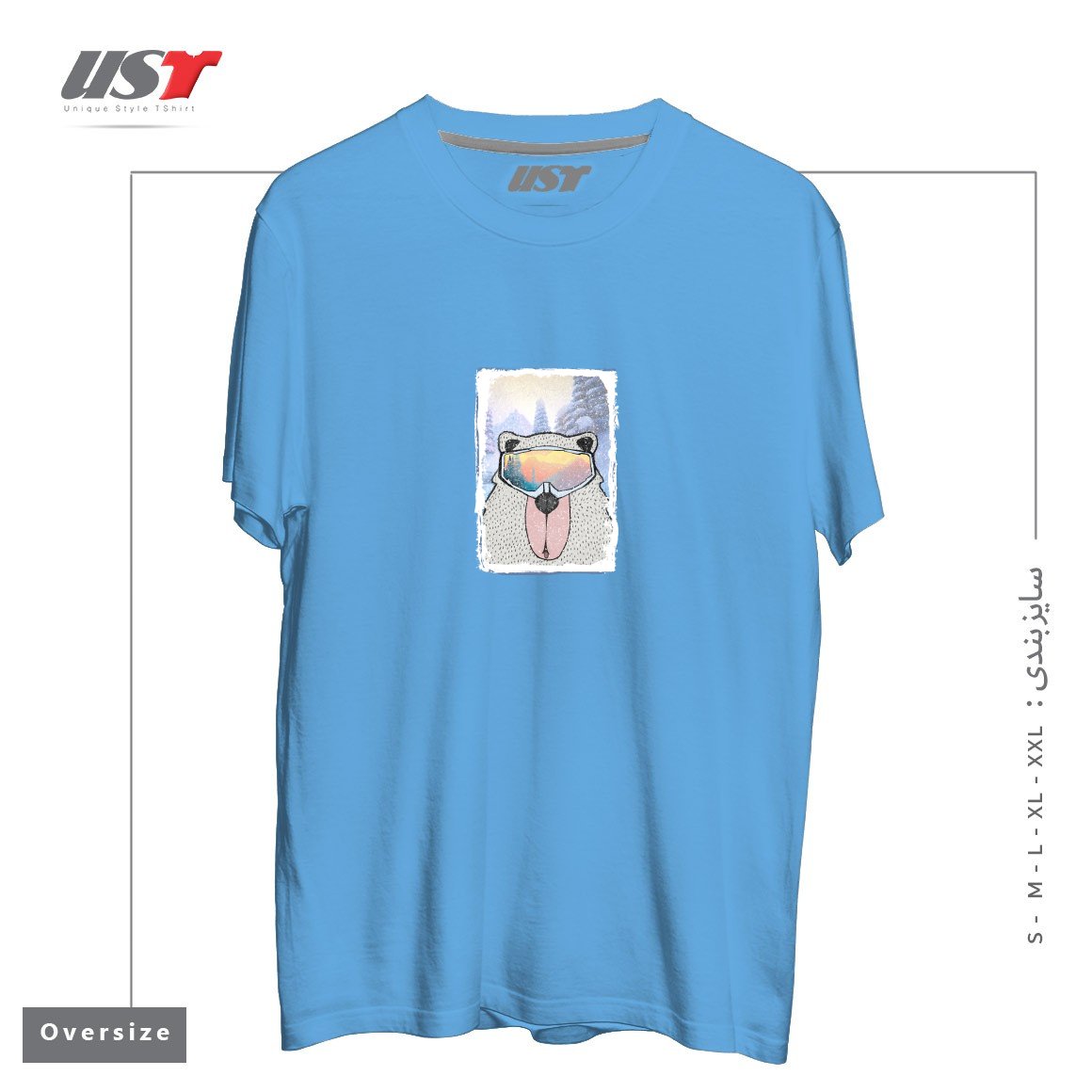 طرح WINTER GAMES AND CRAZY BEARS7 تیشرت اورسایزرنگ آبی روشن