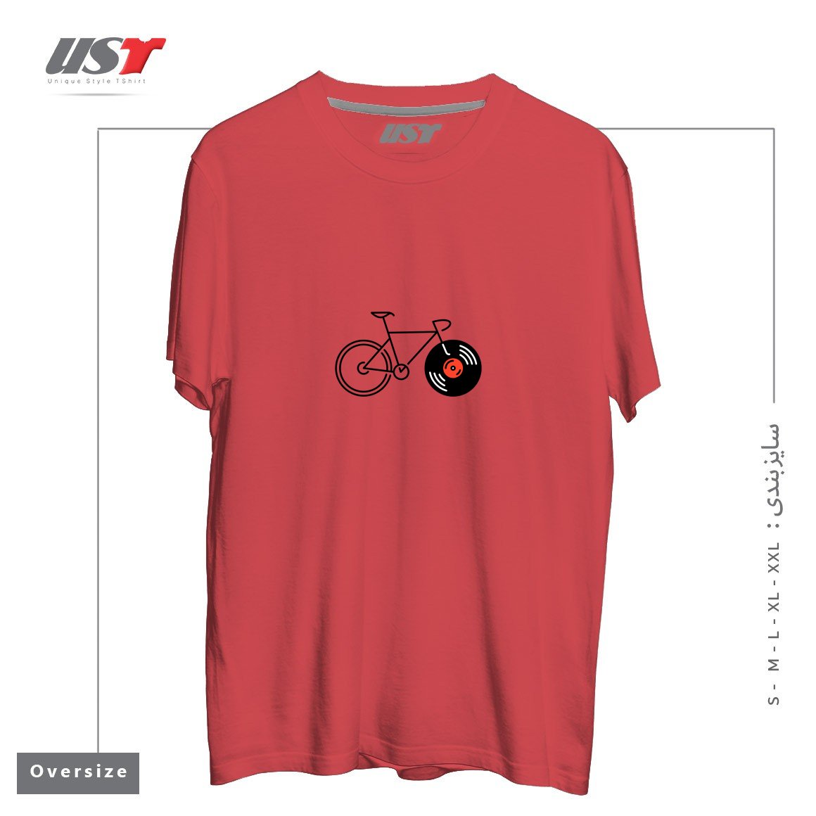 طرح BICYCLE VINYL RECORD تیشرت اورسایزرنگ ماتیکی