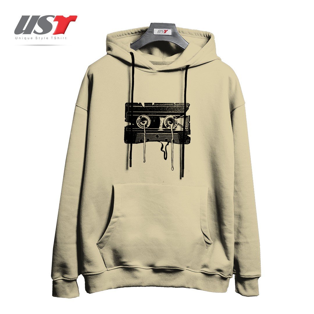 طرح CASSETTE MEMORIES هودی اورسایزرنگ نخودی