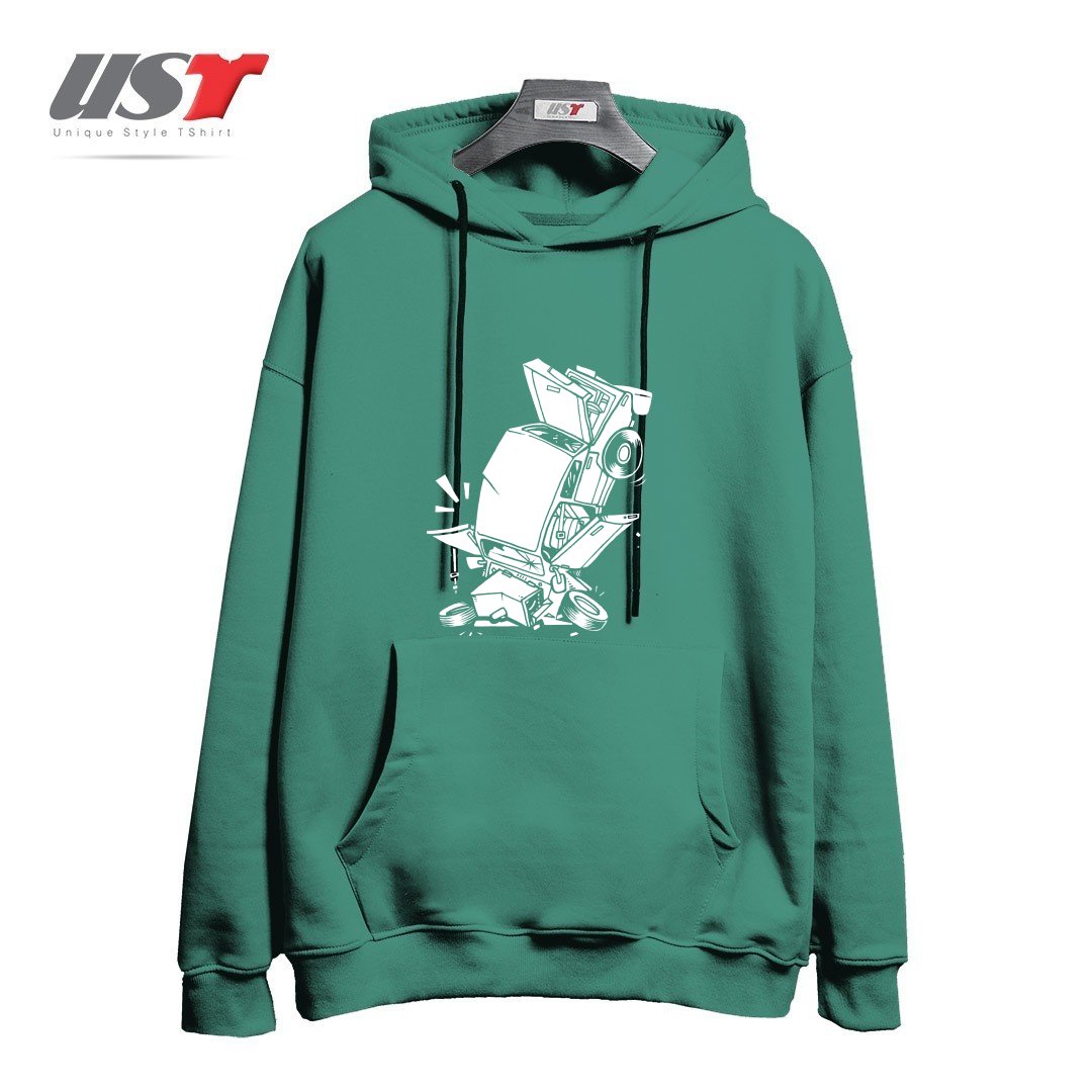 طرح AUTO DROP هودی اورسایزرنگ سبز سدری