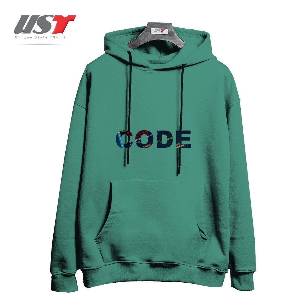 طرح CODE1 هودی اورسایزرنگ سبز سدری